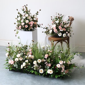 Wedding Arch Flowers ,Greenery Wedding Arches for Ceremony Garden Archway Party Outdoor Wedding Flower Backdrop Wedding Aisle Decorations