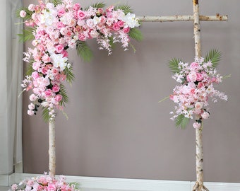 Wedding Archway Flower, Wedding Corner Swag, Outdoor Wedding Backdrop, Pink Floral Table Runner Bridal Shower Decor Floral Arch Arrangement