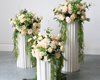 Champagne Wedding Flowers Top Table Decoration Greenery Wedding Centerpiece Custom Flower Ball Table Centerpiece For Wedding Arrangement