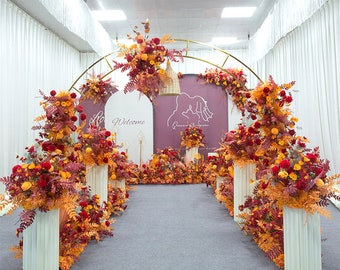 Autumn Orange Wedding, Arch Flower for Wedding Arrangement, Wedding Floral Archway, Wedding Backdrop, Silk Arch Flowers , Arch Wedding Decor