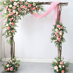 Wedding Archway Flower, Wedding Corner Swag, Outdoor Wedding Backdrop, Pink Floral Table Runner Bridal Shower Decor Floral Arch Arrangement image 3