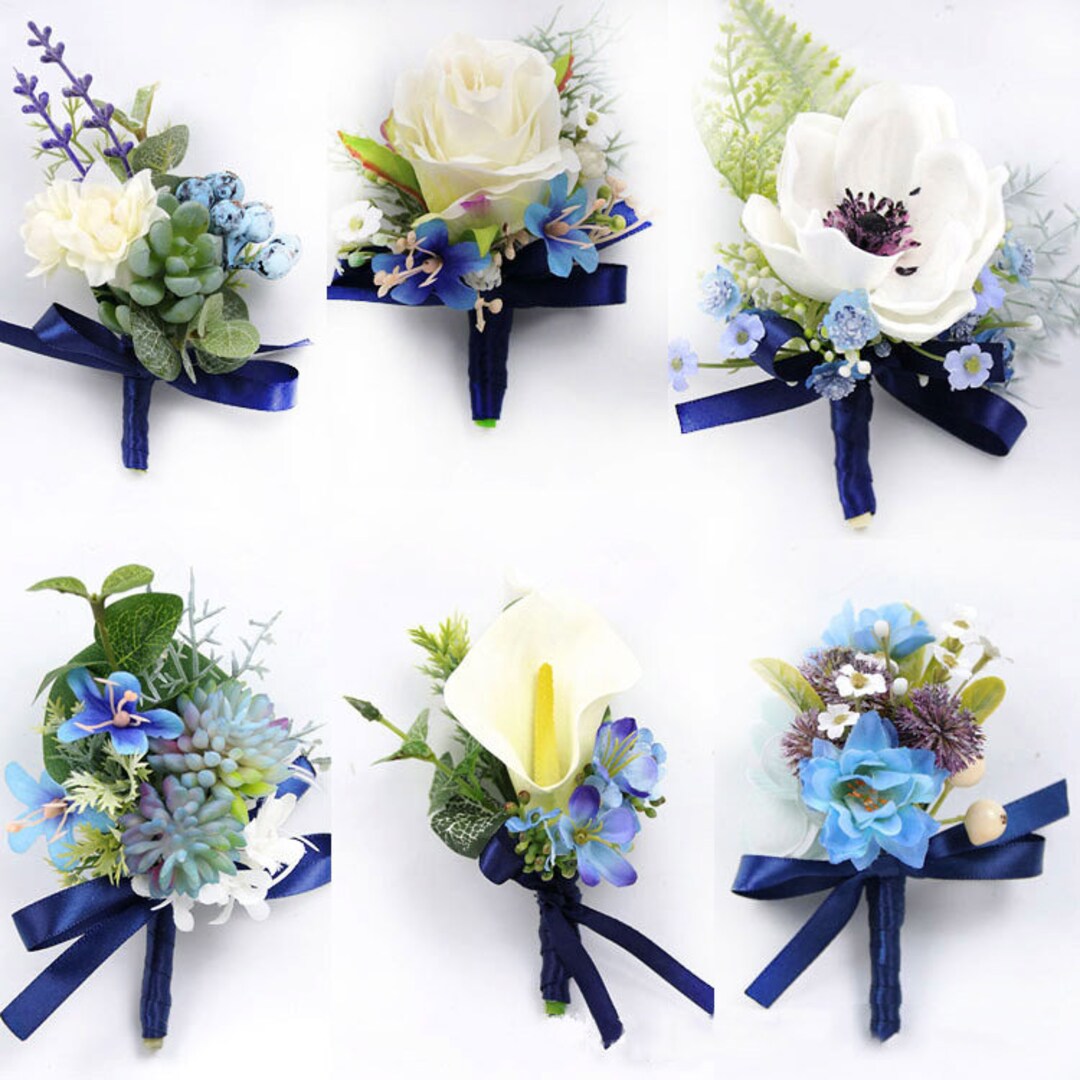 Blue Flower Wrist Corsage bridesmaids Wrist Corsage wrist - Etsy