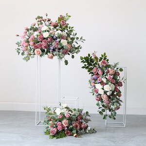 Floral Arch Centerpieces voor bruiloft tafel decoratieve kunstmatige roos bloem boog bruiloft achtergrond arrangement weg lood bloem bal