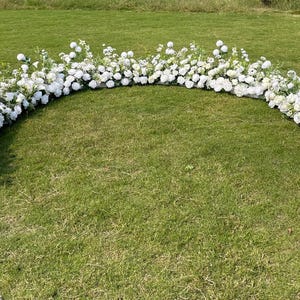 23ft long White Flower Arch ,20 inch tall Wedding Floor Arches Flower Backdrop Floral  Party Wedding Aisle Decorations Floral Arrangements