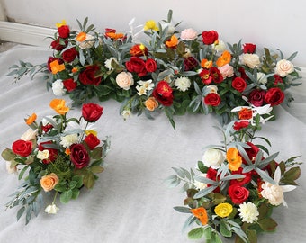 Flower Row Floral Arch Decor Wedding Table Centerpiece Flower Ball Arrangement Flower Arch Swag For Party Event Wedding Reception Decor