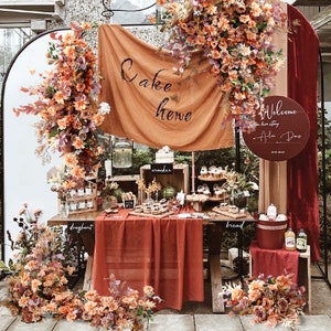 Fall Wedding Archway Flower, Wedding Corner Swag, Outdoor Wedding Backdrop Floral Table Runner Bridal Shower Decor Floral Arch Arrangement