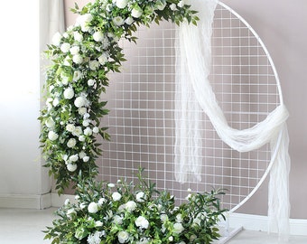 White Flower with Greenery Wedding Arch Flowers and Arrangements Corner Swag Wedding Backdrop Floral Table Runner Floral Arch Decor