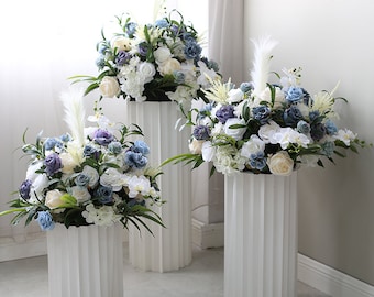 Flower Arrangements Centerpiece for Table , Blue Floral Arrangement Centerpiece Wedding Centrepiece Flowers Silk flower ball table flower