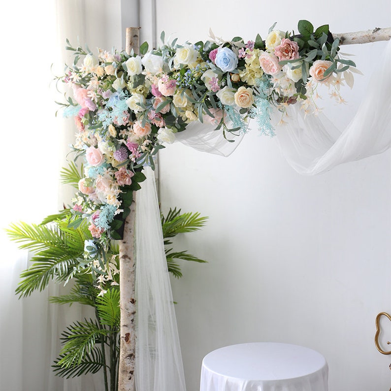 Wedding Corner Swag Backdrop Flower Table Runner Outdoor Wedding Shower Decorations Floral Arch Floral Arrangement Stage Backdrop Decor