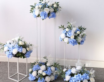 Silk Blue Wedding Flowers Top Table Decoration Wedding Centerpiece Custom Artificial Flower Ball Table Centerpiece For Wedding Arrangement