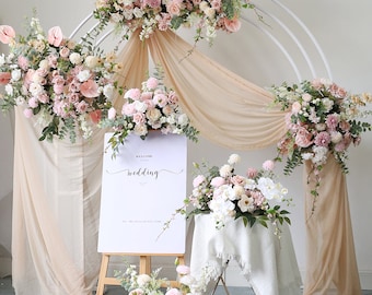 Pink Flower Arch Wedding Arches for Ceremony Flower Backdrop Floral Swag Garden Party Wedding Aisle Decor Floral Arrangements Arbor Decor