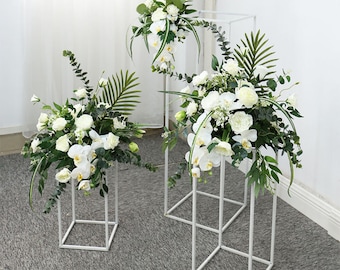 White Flowers Wedding Floral Table Decoration Wedding Centerpiece Custom Artificial Flower Wall Table Centerpiece For Wedding Arrangement