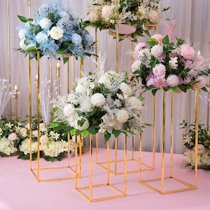 4pcs / set Centros de mesa de boda rectangulares soporte de flores para ceremonia Soporte floral interior Boda al aire libre Decoración geométrica del stand