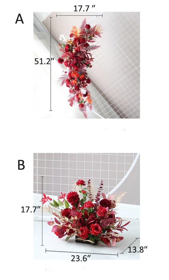 Kunstmatige bruiloft boog bloemen kit 2 stks gesimuleerde roos bloemen swag zijde bloem arrangement voor gordijnen ceremonie en receptie achtergrond tafel decoratie welkomstbord, type 2