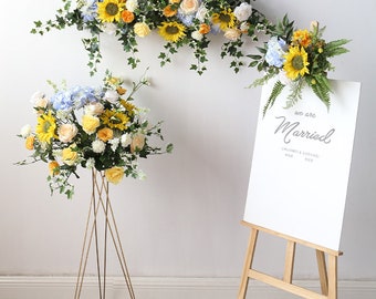 Arche de mariage tournesol Swag : chemin de table guirlande florale, décoration de fête