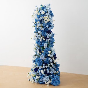 Arco de boda azul marino, arcos de boda para ceremonia, fondo de flores, guirnalda de esquina floral, decoraciones de boda, arreglos florales, decoración de mesa