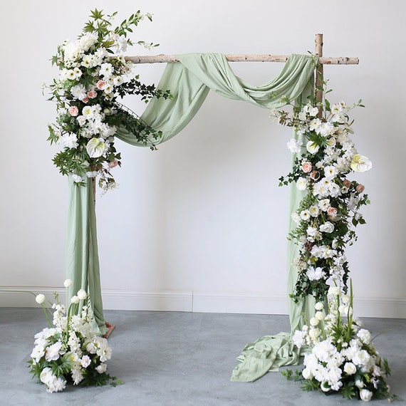 White Floral Swag Greenary Wedding Arch Flowers Flores Etsy