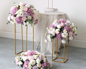 Flower Arrangements Centerpiece for Table , Purple Floral Arrangement Centerpiece Wedding Centrepiece Flowers Silk flower ball table flower