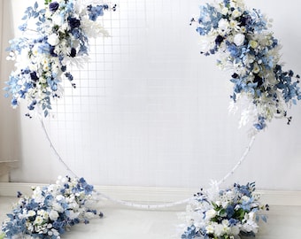 Dusty Blue Wedding Archway Flower, Artificial Rose Flowers Outdoor Wedding Backdrop Floral Table Runner Bridal Shower Decor Arch Arrangement