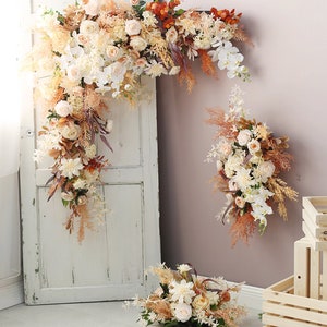 Hochzeit Bogen Blume, Hochzeit Ecke Swag, Outdoor Hochzeit Kulisse, Herbst Floral Tischläufer Braut Shower Dekor Floral Bogen Arrangement