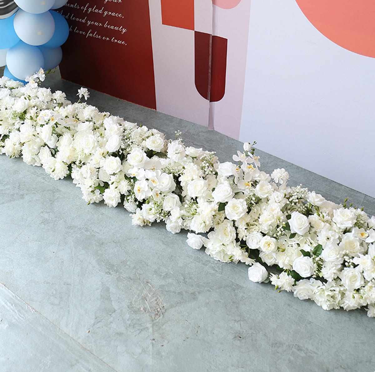 White Floral Arch Wedding Table Flower Runner Artificial Flower ...