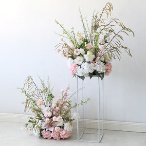 Witte centerpieces voor bruiloft top tafel decoratieve roze kunstmatige roos bloembal outdoor bruiloft decor arrangement weg lood bloem bal