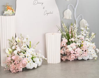 Arche de mariage de fleurs artificielles, arches de mariage de verdure pour la cérémonie Arrangement floral de toile de fond de mariage en plein air