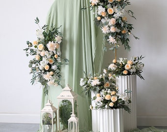 Champagne Floral Arch Swag Wedding Archway Backdrop Flower Garland Arrangements Floral Corner Decoration Ceremony Swag Table centerpieces