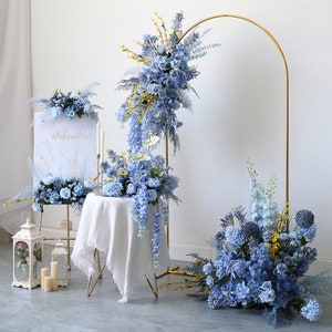 Dusty Blue Floral Arch Swag Wedding Archway Backdrop Flower Garland Arrangements Floral Corner Decoration Ceremony Swag Event Party Decor