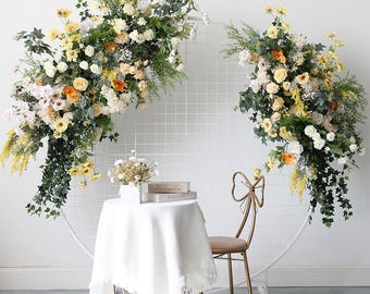 Yellow Flower Arch ,Wedding Arches Flower Backdrop Floral Swag Garden Party Wedding Aisle Decorations Floral Arrangements