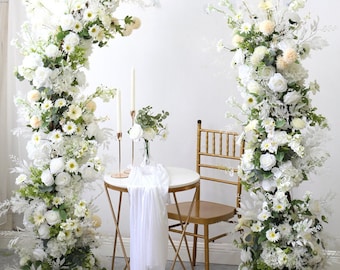 Wedding Archway Flower, Rustic Wedding Corner Swag, Outdoor Wedding Backdrop, White Floral Bridal Shower Decor Floral Arch Arrangement