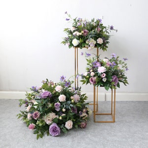 Custom half moon Large Flower Centrepiece, Purple Floral Centrepiece,Wedding centrepiece,Silk flower ball, table flower ,Wedding Arrangement