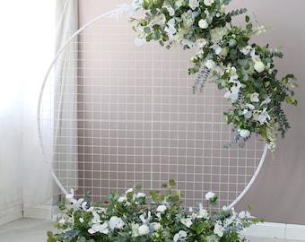 White Wedding Arch Flowers Greenery Arrangements Corner Swag Eucalyptus Bridal Shower Wedding Backdrop Floral Table Runner Floral Arch Decor
