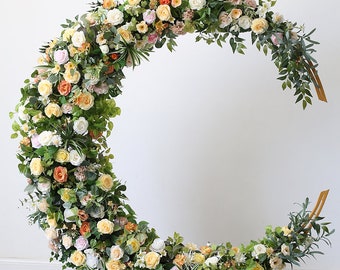 Moon Shape Floral Arch Swag Wedding Archway Backdrop Flower Garland Arrangements Floral Corner Decoration Ceremony Swag Event Party Decor