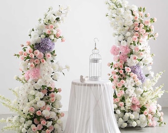 Fleurs d'arche de mariage fDécorations florales de mariage Fleurs blanches pour toile de fond Arrangement d'arche florale pour anniversaire de la Saint-Valentin