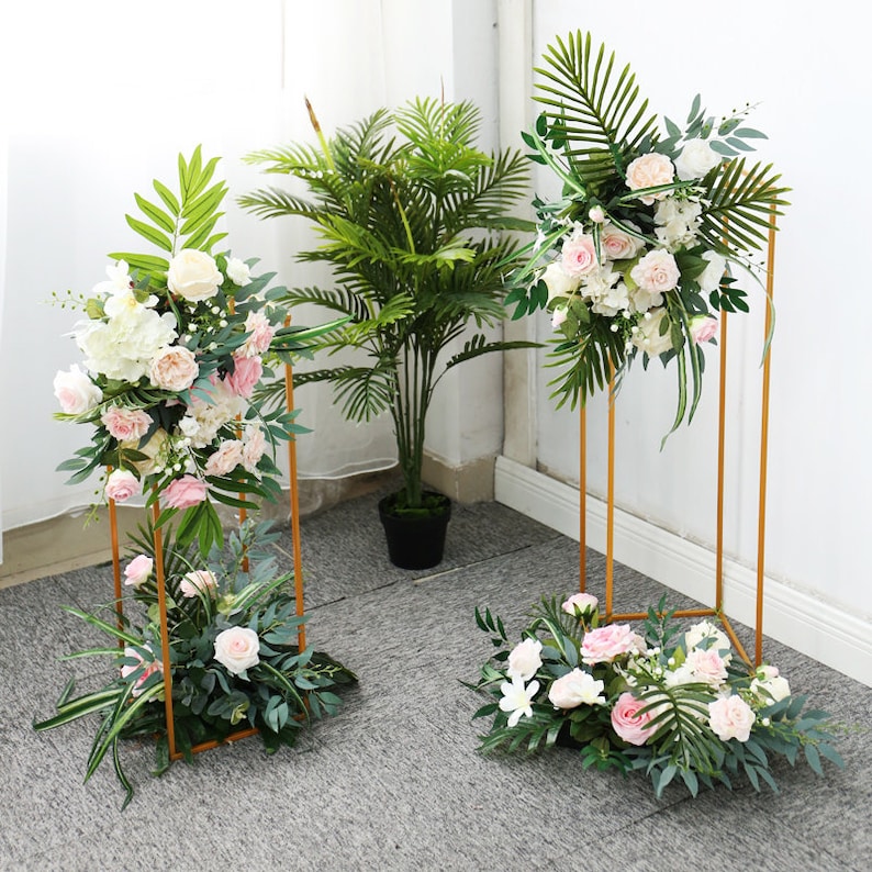 Pink Flower Wedding Arch Flower Garland Arrangement Table Etsy