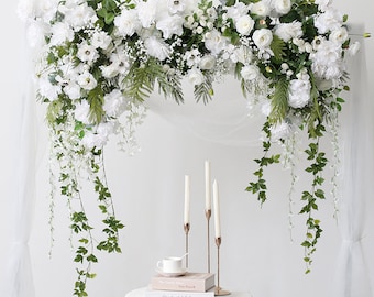 Wedding Archway Flower, White Artificial Flowers ,Greenary Arch , Wedding Backdrop, Flower Swag ,  Bridal Shower Decor Arch Arrangement