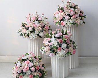 Pink Artificial Flowers Wedding CenterpieceTop Table Flower Decoration Silk Flower Ball Outdoor Rose Wedding Decor Arrangement Home Decor