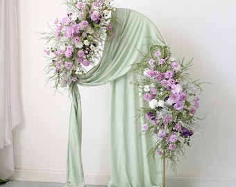 Arco floreale viola, ghirlanda di fiori, decorazioni per angoli floreali, decorazioni per feste ed eventi