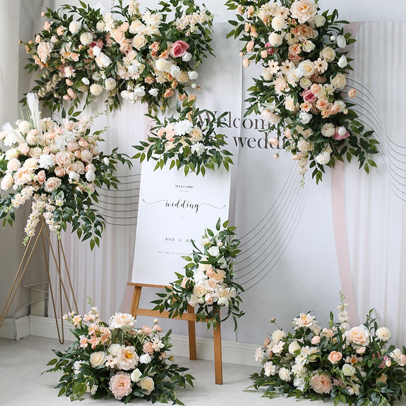 Garisey Fiori artificiali combinati per bouquet di nozze fai da te, centrotavola combinati, feste, addio al nubilato, baby shower, decorazioni per la casa, rosa chiaro