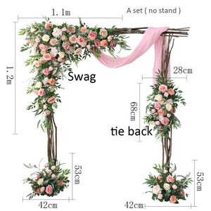 Wedding Archway Flower, Wedding Corner Swag, Outdoor Wedding Backdrop, Pink Floral Table Runner Bridal Shower Decor Floral Arch Arrangement swag and tie back