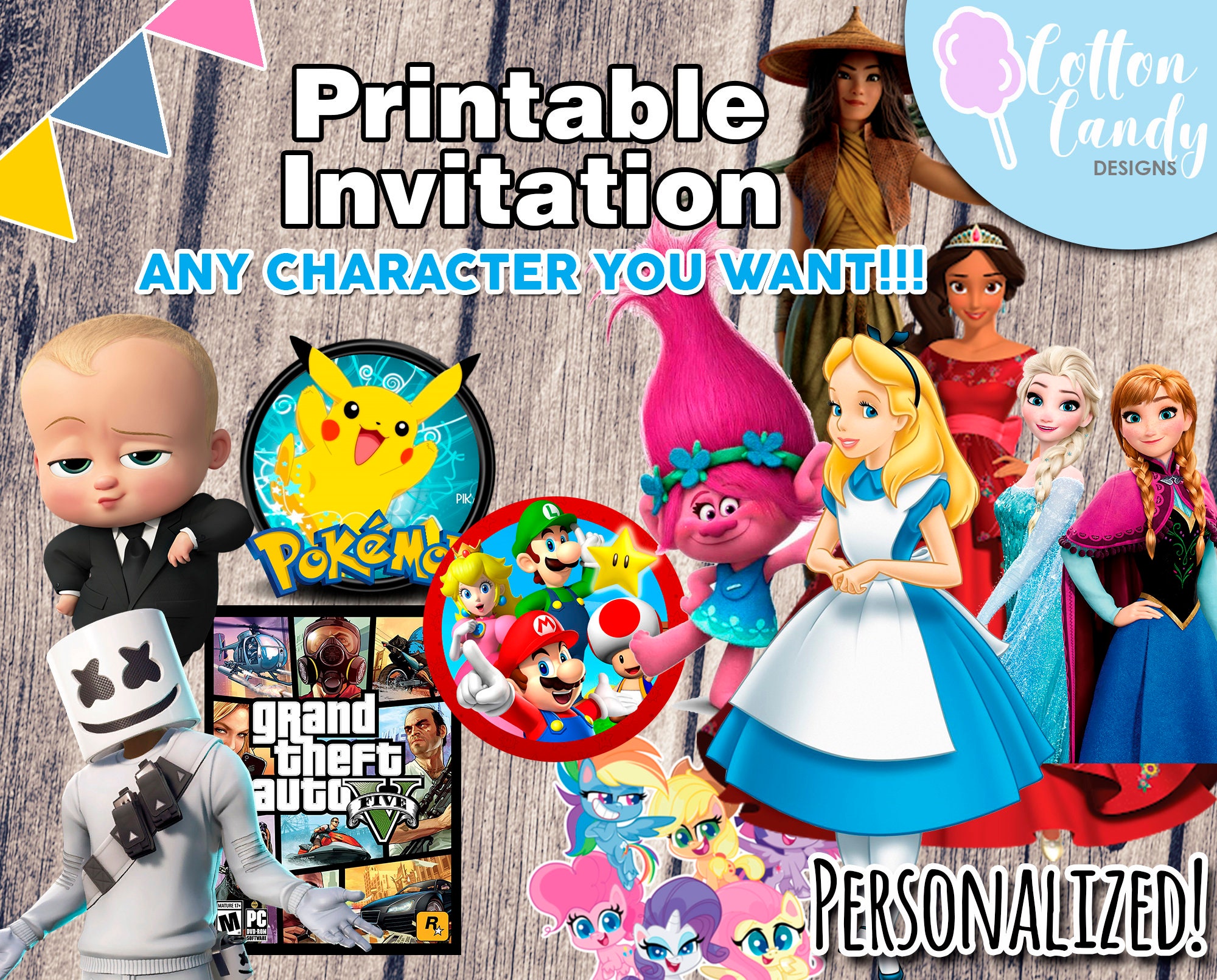 Character Invitation - Etsy Character Invitation - Etsy
