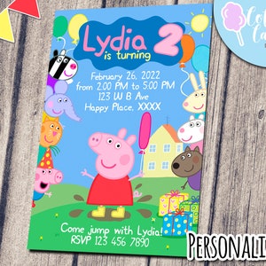 Peppa Invitation, Peppa Pig Birthday Party, Pig Birthday Invitation, Peppa, Personalized, Printable, Digital File