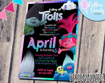 Trolls Birthday Invitation, Trolls invitation, Trolls Digital Invitation, Trolls Party, Trolls, Personalized, Printable