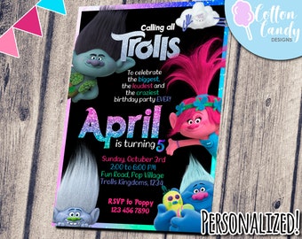 Personalized Trolls Birthday Invitation (Digital)