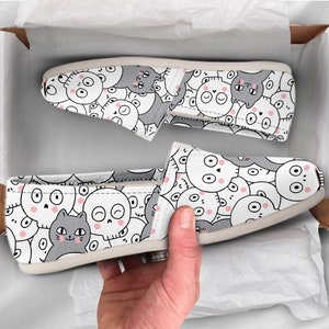 Cat Printed  Shoes | Cat Shoes | Cute Shoes | Canvas Womens Shoes | Girls Slip Ons | Casual Shoes | Cat Gifts | Cat Lover Gifts