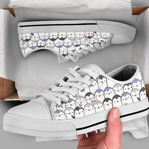 Team Penguin Shoes | Penguin Sneakers | Cute Shoes | Casual Shoes | Penguin  Gifts | Low Top Converse Style Shoes for Womens Mens Adults