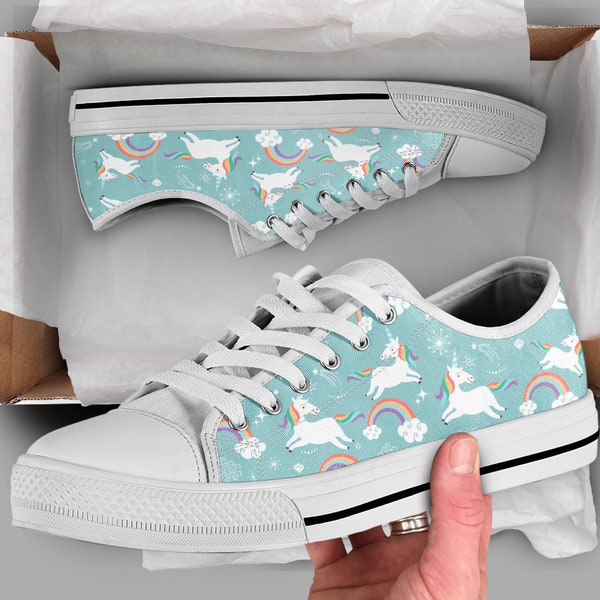 Cute Unicorn Shoes | Unicorn Sneakers | Unicorn Shoes | Casual Shoes | Unicorn Gifts | Low Top Converse Style Shoes for Womens Mens Adults