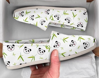 Panda Womens Shoes | Panda Shoes | Cute Shoes | Canvas Women Shoes | Womens Slip Ons | Casual Shoes | Panda Gifts | Panda Lover Gifts