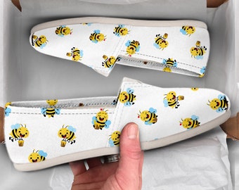 Honey Bee Womens Casual Shoes | Bee Shoes | Womens Shoes | Canvas Women Shoes | Girls Slip Ons | Casual Shoes | Bee Lover Gifts